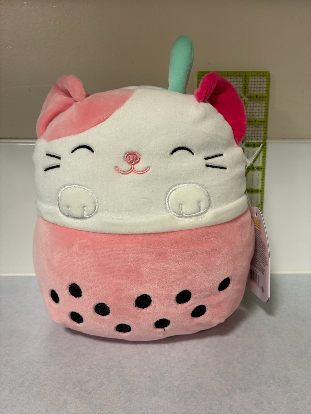 Squishmallow Roxy cat in bubble tea plush 8”